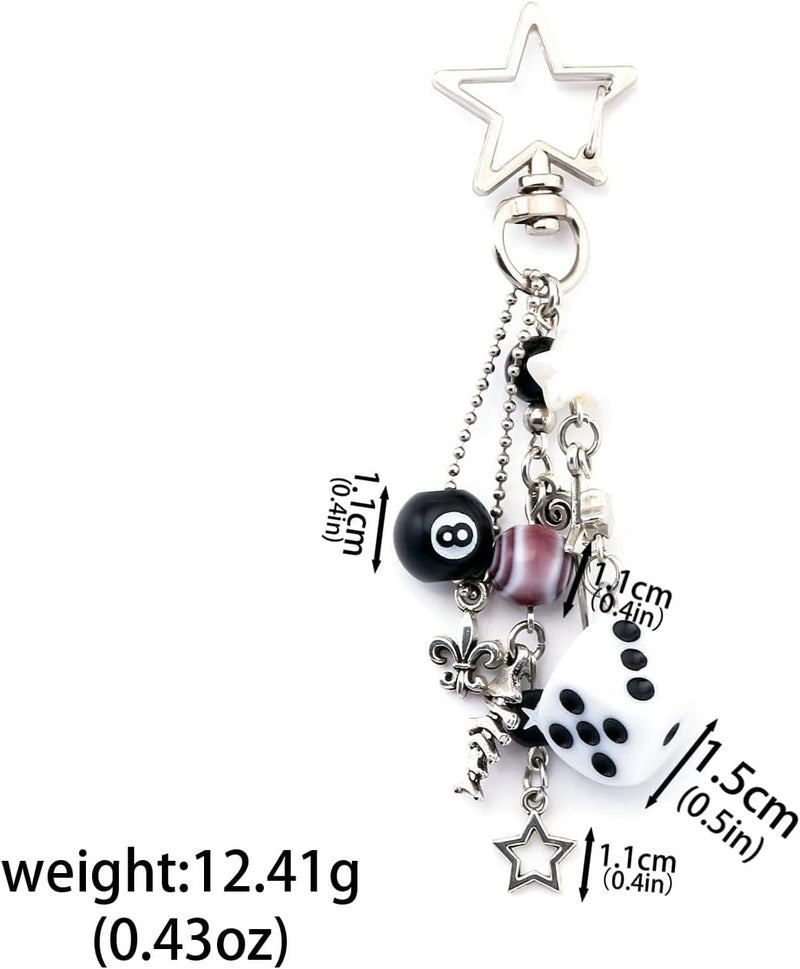 8 Ball Dice Charm Keychain - Cute Bag Purse Handbag Accessories - Y2K Aesthetic Key Chain for Women Men